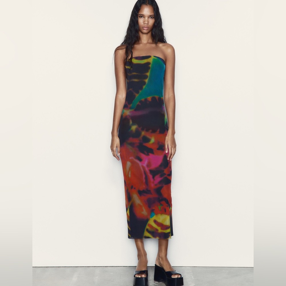 Zara Strapless Midi Dress - Size Small